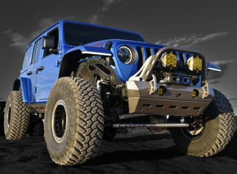 Jeep Wrangler J L with Cavfab Armor, Bumper, and Steering Kit